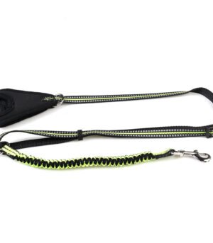 Reflective retractable dog leash - Green, L