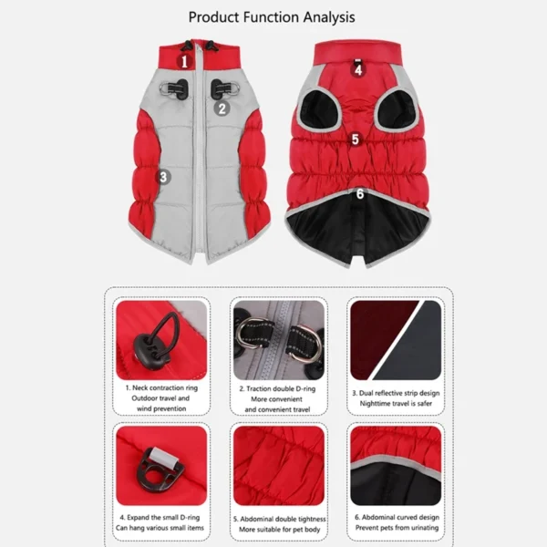 Zipper Dog Winter Warm Dog Coat Jacket - Image 5