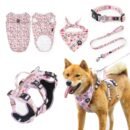 Pet harness, Leash, Collar, Drool bib, Dog clothes, Set - The Five-piece Set for the Colorful Summer