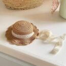 Ins-style Korean Straw Woven Pet Sun Hat - Khaki