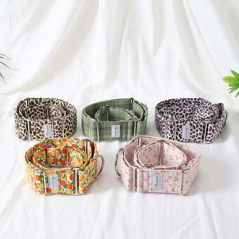 Italian Greyhound Whippet Martingale wide adjustable dog collar patterned cotton collar - Image 2
