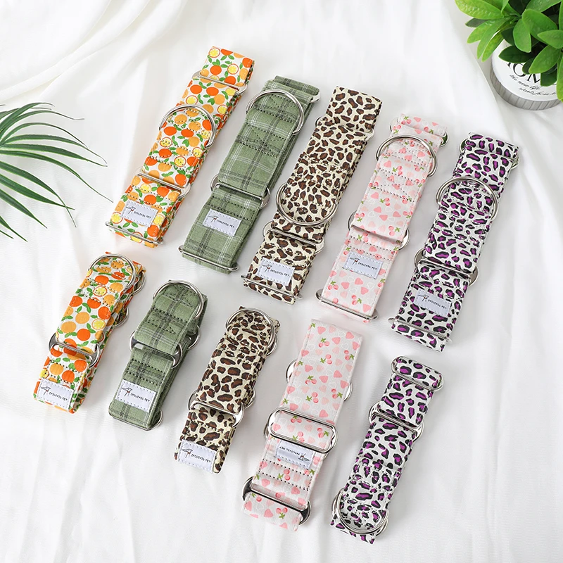 Italian Greyhound Whippet Martingale wide adjustable dog collar patterned cotton collar - Image 3